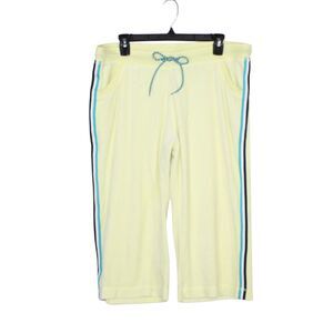 Y2K Sideways women's relaxed capri sweat pants size XL butter yellow velour